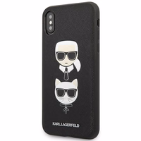 Karl Lagerfeld Saffiano Karl&Choupette Galvos dėklas telefonui iPhone XS Max - juodas