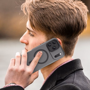 Magnetinis abrazyvinis dėklas telefonui iPhone 17 Pro, suderinamas su MagSafe - matinė juoda