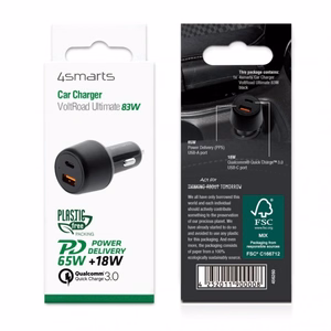 Automobilinis įkroviklis VoltRoad Ultimate 83W su PD ir QC juodas