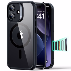 ESR Classic Hybrid MagSafe + grūdinto stiklo rinkinys iPhone 17 – skaidriai juodas