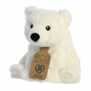 Eco Nation ekologiškas pliušinis žaislas – sėdintis baltasis lokys, 19 cm