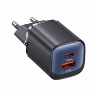 USAMS Tinklo įkroviklis CC254 30W GaN USB-C/USB-A Fast Charging HC Series juodas CC254TC01