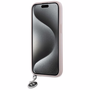 Karl Lagerfeld Saffiano Rhinestones & Charm dėklas telefonui iPhone 15 / 14 / 13 - rožinis