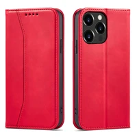 Magnet Fancy Case dėklas telefonui iPhone 14 Plus su flip dangčiu, pinigine ir stovu - raudonos spalvos