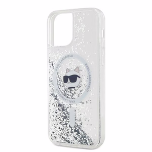 Karl Lagerfeld Skystas Blizgučiai Choupette galvos MagSafe dėklas iPhone 12 / 12 Pro - permatomas