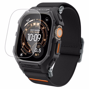 Spigen Lite Fit Pro dirželis ir grūdinto stiklo ekrano apsauga Apple Watch Ultra 49 mm, juodi