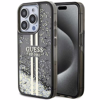 Guess Liquid Glitter Gold Stripes dėklas iPhone 15 Pro Max - juodas