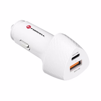 Įkroviklis automobilinis Forcell (CC50-1A1C) (1xUSB-C; 1xUSB; 5A 38W) baltas