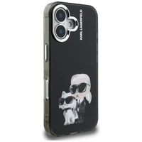 Karl Lagerfeld IML Aquarelle Karl & Choupette & Logo iPhone 16 deklas - juodas