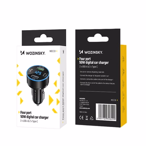 Įkroviklis automobilinis Wozinsky (WDCCB) (2xUSB 2xUSB-C 3A) 50W juodas