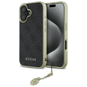 Guess 4G Charms Kolekcijos dėklas iPhone 16 Plus - juodas