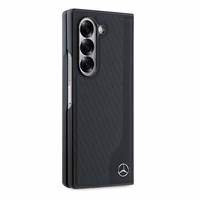 Mercedes Leather Wood Imitation MagSafe dėklas telefonui Samsung Galaxy Z Fold 6 - juodas