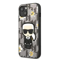 Karl Lagerfeld Gėlių Ikonik Karl dėklas telefonui iPhone 13 mini - pilkas