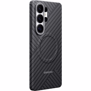 Samsung Carbon Magnet dėklas, skirtas Samsung Galaxy S26 Ultra, suderinamas su MagSafe, pilkas