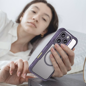 Lyderiaujanti serija Magnetinis silikoninis dėklas telefonui iPhone 16 Pro (m) - violetinis
