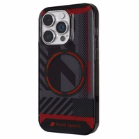 Audi IML Sportinis Magnetinis dėklas telefonui iPhone 14 Pro Max 6.7" juodas/juodas kietas dėklas AU-IMLMIP14PM-RSQ/D2-BK