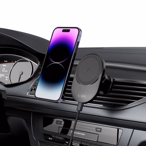 Tech-Protect MM15W-V1 automobilinis telefono laikiklis su MagSafe 15W indukciniu įkrovikliu, tvirtinamas prie oro angos - juodas