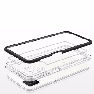 Skaidrus 3in1 dėklas telefonui Samsung Galaxy A22 4G rėmelis gelis juodas
