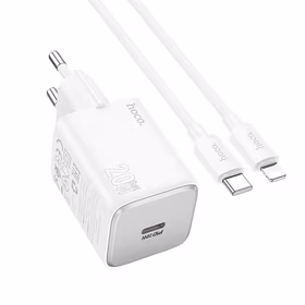 Įkroviklis Hoco USB C QC PD 20W + Kabelis USB C į Lightning N40 baltas