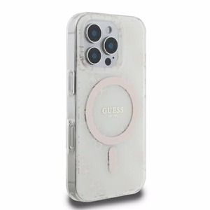 Guess IML 4G fonas Magnetinis dėklas telefonui iPhone 16 Pro - balta