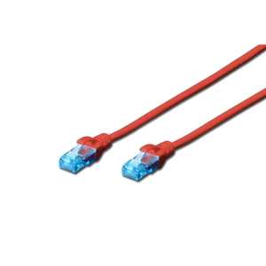 DIGITUS – CAT 5e U/UTP RJ45 AWG 26/7 tinklo komutacinis kabelis, 0,5 m, raudonos spalvos