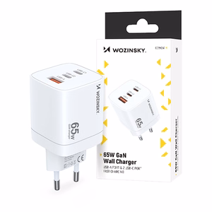 Wozinsky CGWCW 65W GaN sieninis įkroviklis USB-A / 2 x USB-C - baltas