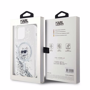 Karl Lagerfeld Skystas Blizgučiai Choupette galvos MagSafe dėklas iPhone 12 / 12 Pro - permatomas
