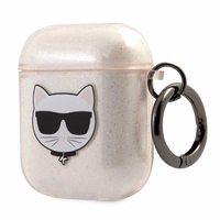 Karl Lagerfeld Glitter Choupette dėklas AirPods 1/2 – auksinis