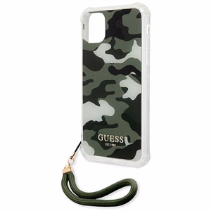 Guess GUHCN61KSARKA iPhone 11 6.1" / Xr žalias/chaki kietas dėklas Camo kolekcija