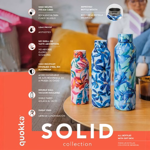 Quokka Solid nerūdijančiojo plieno termo gertuvė, 510 ml, Pink Bloom