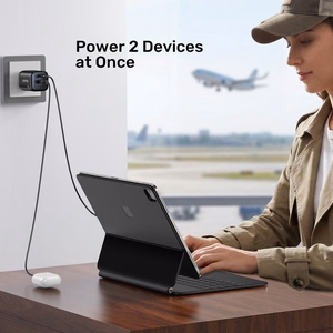 Unitek GaN tinklo įkroviklis USB-A ir USB-C 20W juodas