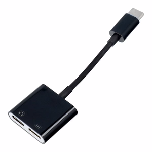 Adapteris AUX 2in1 Type C (male) į Type C (female) / Type C (female) BOX juodas [DAC]