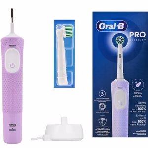 Oral-B Vitality Pro – įkraunamas elektrinis dantų šepetėlis, 1 galvutė, 3 valymo režimai, alyvinis