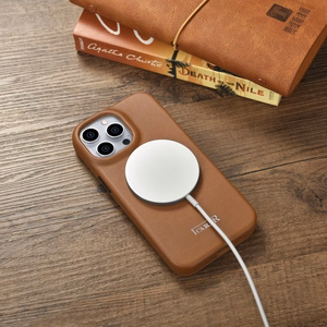 iCarer CE Premium odinis folio dėklas iPhone 14 Pro su MagSafe magnetiniu flipu - raudonas