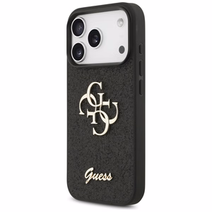 Guess Fixed Glitter Big 4G dėklas telefonui iPhone 17 Pro - juodas