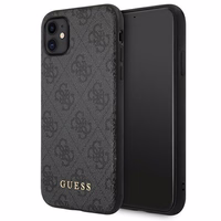 Guess GUHCN61G4GFGR iPhone 11 / Xr 6,1"pilkas/pilkas hard dėklas 4G Metal Gold Logo