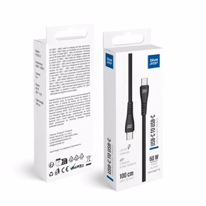 Kabelis USB C - USB C Blue Star 3A 60W QC4.0 1 m PJ-DQ1-C juodas