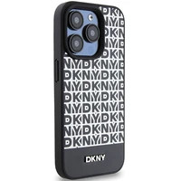 DKNY Odinis spausdintas rašto metalinis logotipas Magnetinis dėklas telefonui iPhone 15 Pro Max - juodas