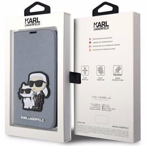 Karl Lagerfeld KLBKP14XSANKCPG iPhone 14 Pro Max 6.7" Dėklas telefonui (m) - sidabro (m) Saffiano Monograma Karl & Choupette