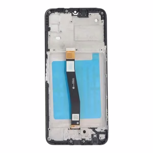 Ekranas Samsung A226 A22 5G su jutikliniu stikliuku juodas ir rėmeliu OEM