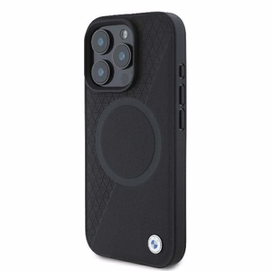 BMW Signature Odinis Pusiau Tekstūruotas & Apskritimo MagSafe Dėklas iPhone 16 Pro - Juodas