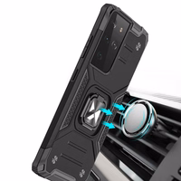 Wozinsky Ring Armor tough hybrid case cover + magnetic holder for Samsung Galaxy S22 Ultra silver