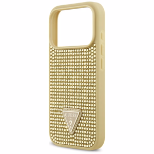 Guess Rhinestone Triangle Logo dėklas telefonui iPhone 17 Pro - auksinė