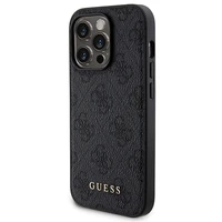 Guess 4G Metal Logo dėklas telefonui rinkinys iPhone 15 Pro + 5000mAh Magnetinė išorinė baterija - juoda