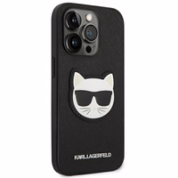 Karl Lagerfeld Saffiano Choupette Head Patch dėklas telefonui iPhone 14 Pro Max - juodas