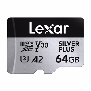 „Lexar High-Performance Silver Plus“ microSDXC atminties kortelė, 64 GB + adapteris