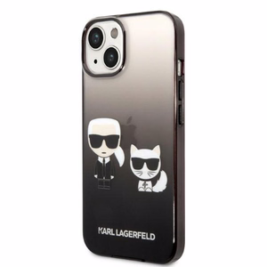 Karl Lagerfeld KLHCP14STGKCK iPhone 14 6,1 "kietas dėklas juodas / juodas Gradientinis Ikonik Karlas & Choupette