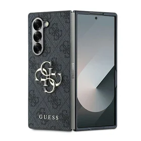 Dėklas telefonui Guess Odinis 4G Su metalo logotipu Samsung Galaxy Z Fold 6 - juodas