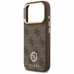 Guess 4G Strass Logo & Big Strap Metal Buttons MagSafe чехол iPhone 17 Pro коричневый
