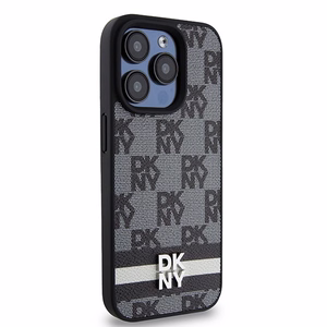 DKNY Odinis languotas mono raštas ir spausdintos juostos dėklas telefonui iPhone 15 Pro - juodas